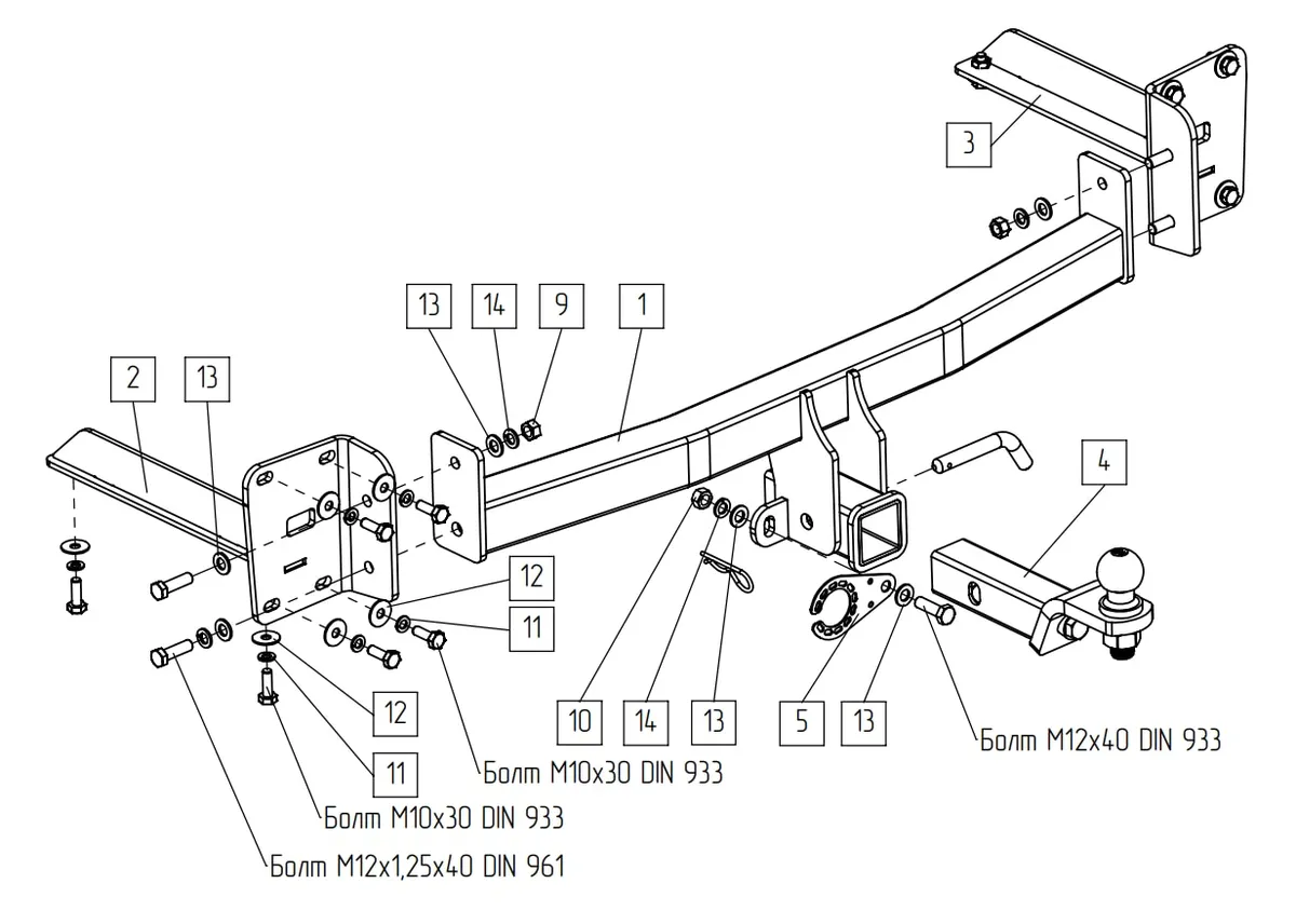 Фаркоп TowRus для Volkswagen Teramont 2022-2026 269092 в Оренбург