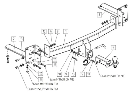Фаркоп TowRus для Volkswagen Teramont 2022-2026 269092 в Оренбург