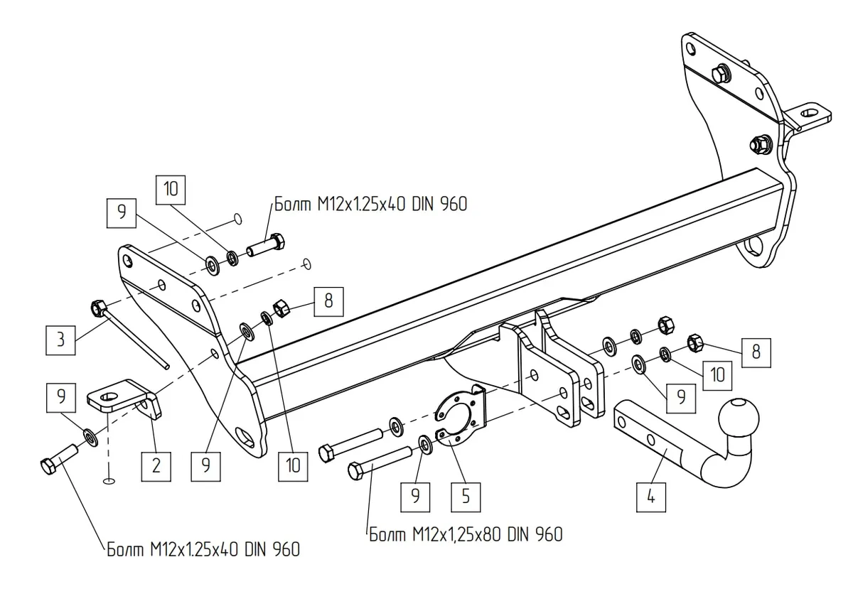 Фаркоп Baltex для Jeep Grand Cherokee 2010-2022 Арт. 049115 049115 в Оренбург