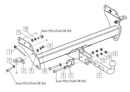 Фаркоп Baltex для Jeep Grand Cherokee 2010-2022 Арт. 049115 049115 в Оренбург